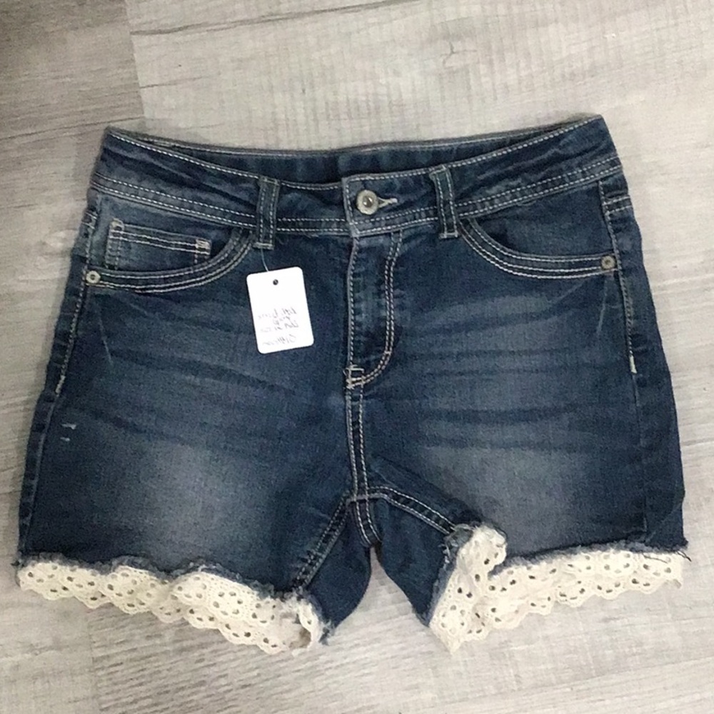 Denim Lace Trim Kids Shorts, Faded Glory
